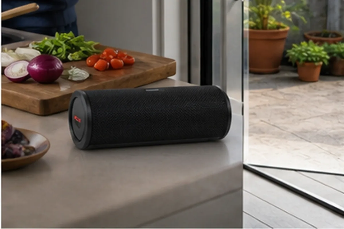 A Bluetooth Speaker for the Kitchen and Patio in an everyday setting