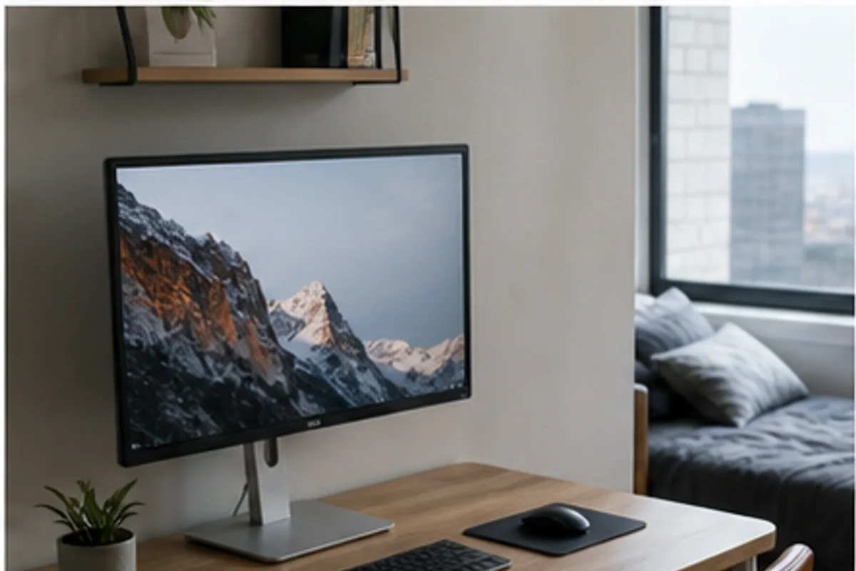 A Monitor That Fits a Small Desk in an everyday setting